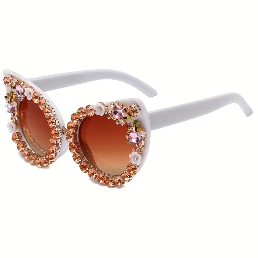 Rhinestone Decor Cat Eye Fashion Sunglasses For Women Men Gradient Lens UV400